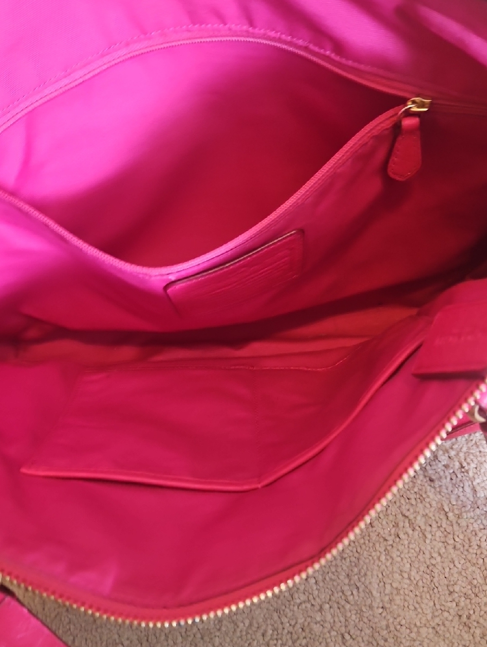 EUC Coach Ava Pink Pebble Leather Tote Bag - Signature Gold Logo - Picture 8 of 14